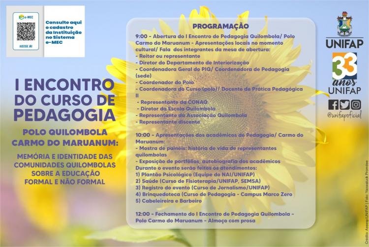 Curso de Pedagogia, do polo quilombola Carmo do Maruanum, realiza primeiro encontro acadêmico