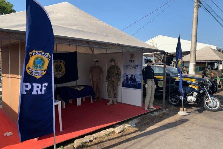 PRF expõe equipamentos, uniformes e viaturas na 52ª Expofeira do Amapá