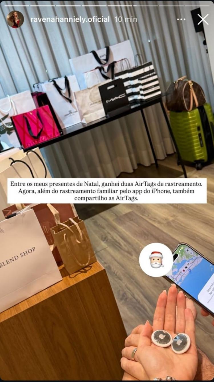“AirTag de localização”: musa da microcintura exibe presente de Natal do namorado e rebate críticas de controle, “é cuidado”