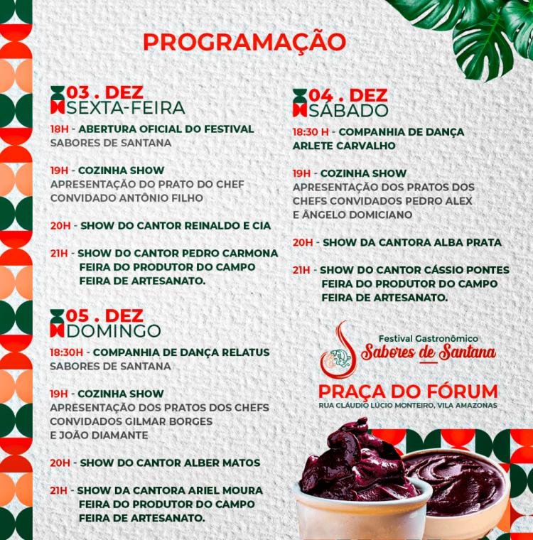Vem aí o I Festival Gastronômico Sabores de Santana; confira a programação