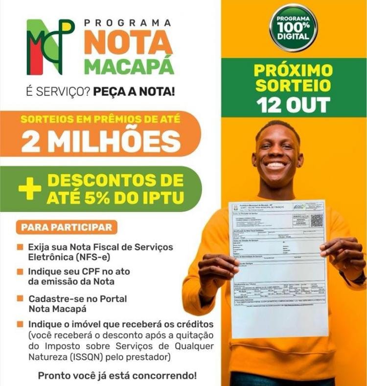 Segundo sorteio do programa Nota Macapá aconcete nesta quinta-feira (12)