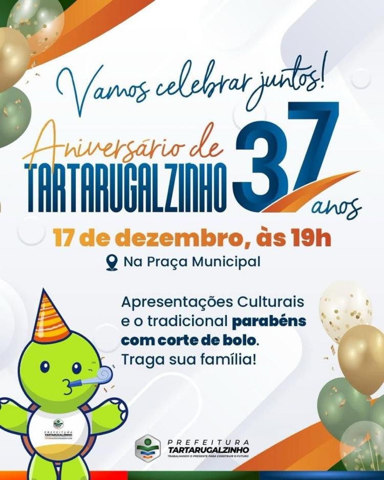 Tartarugalzinho comemora 37 anos com festa, atrações culturais e corte do bolo