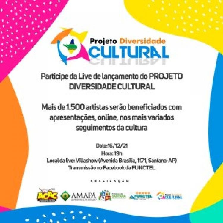 Live marcará o lançamento do Projeto Diversidade Cultural, nesta quinta-feira, 16, em Santana