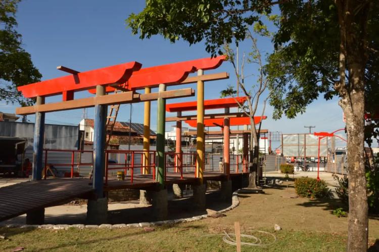 Governo do Amapá revitaliza Praça do Equinócio e integra monumentos orientais em homenagem aos primeiros imigrantes japoneses no estado