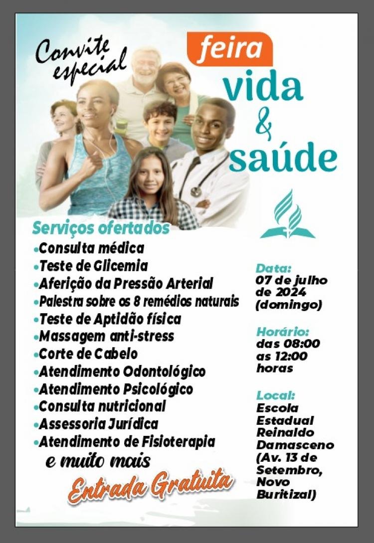 Feira da Saúde ofertará atendimentos gratuitos para comunidade do Buritizal