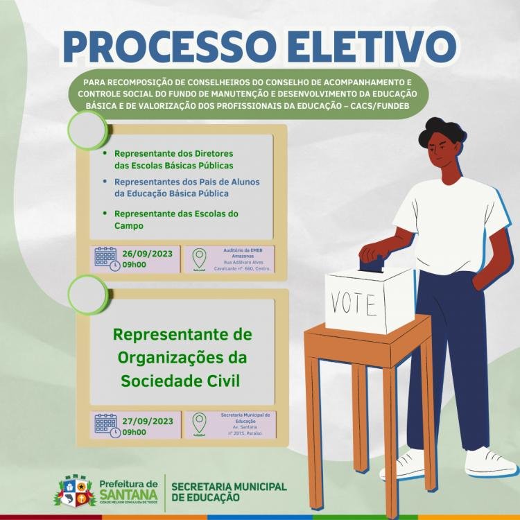Santana realizará processo eleitoral para nova composição do CACS/FUNDEB
