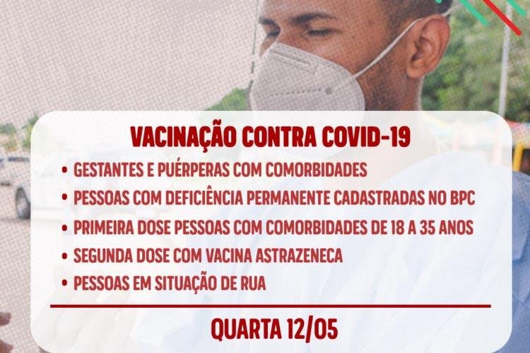 COVID-19: PESSOAS EM SITUAÇÃO DE RUA SERÃO VACINADAS NESTA QUARTA-FEIRA (12); VEJA OS DEMAIS PÚBLICOS