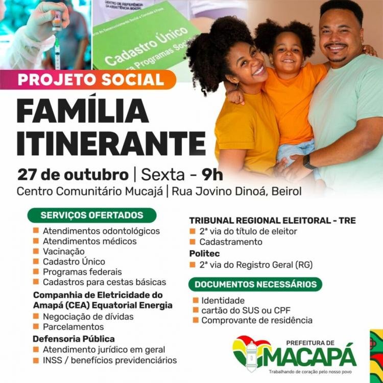Ação social acontece nesta sexta (27) no Centro Comunitário do Mucajá