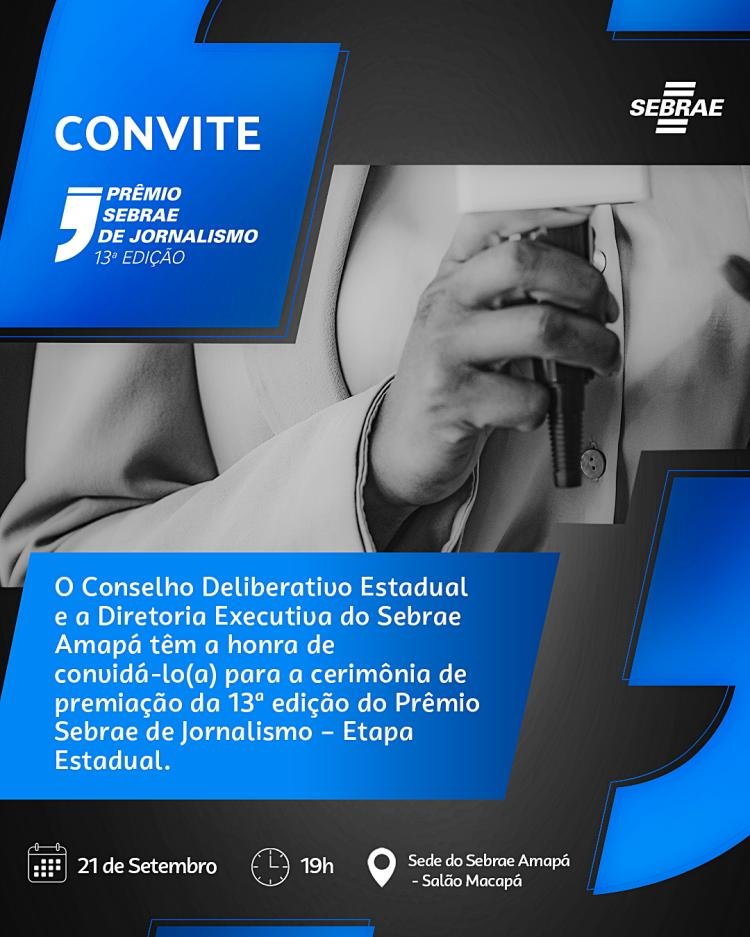 Sebrae anunciará vencedores do 13º Prêmio de Jornalismo na próxima segunda (21)