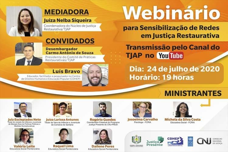 TJAP realiza, nesta sexta-feira (24), o 1º Webinário para Sensibilização de Redes em Justiça Restaurativa do Amapá