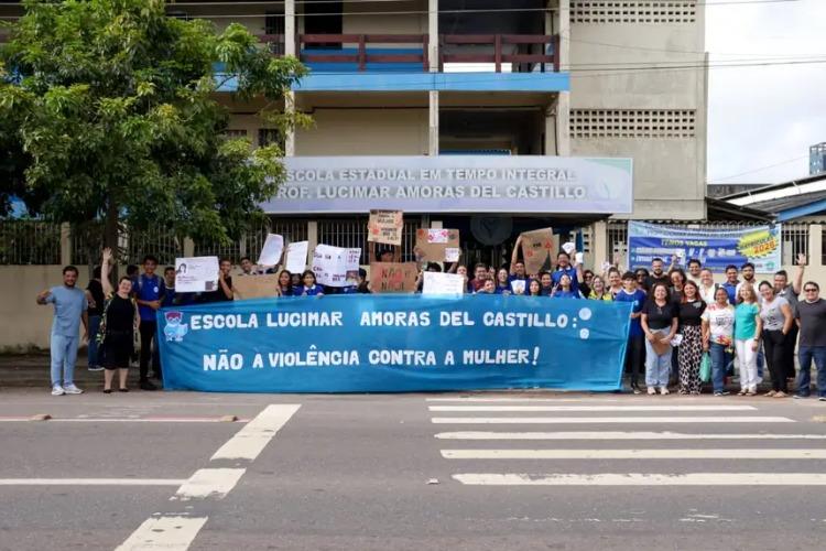 Blitz contra o feminicídio marca os 34 anos da Escola Lucimar Amoras Del Castillo, em Macapá