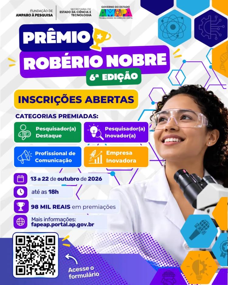 Governo do Amapá promove 6ª edição do Prêmio Robério Nobre com R$ 98 mil em premiações