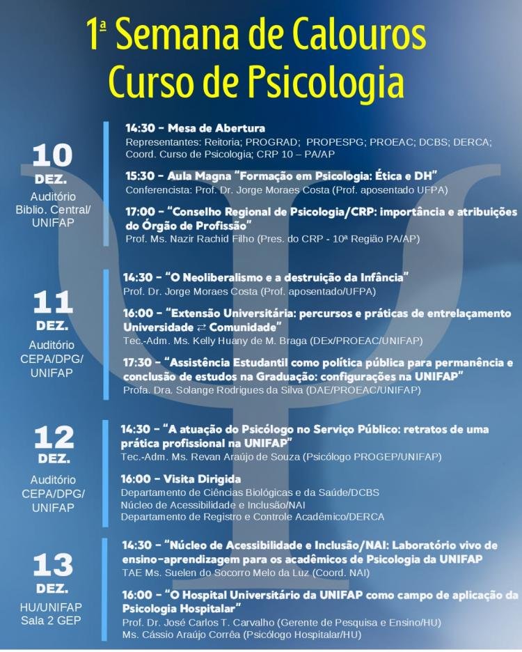 Curso de Psicologia da Unifap realiza primeira Semana de Calouros