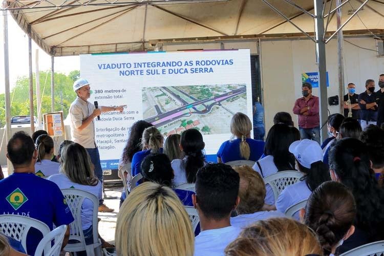 Waldez Góes apresenta obra do viaduto que vai interligar as rodovias Duca Serra e Norte-Sul