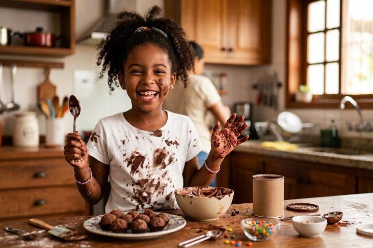 Dia do Chocolate e férias escolares? Tira Manchas Brilux facilita a limpeza da bagunça das crianças