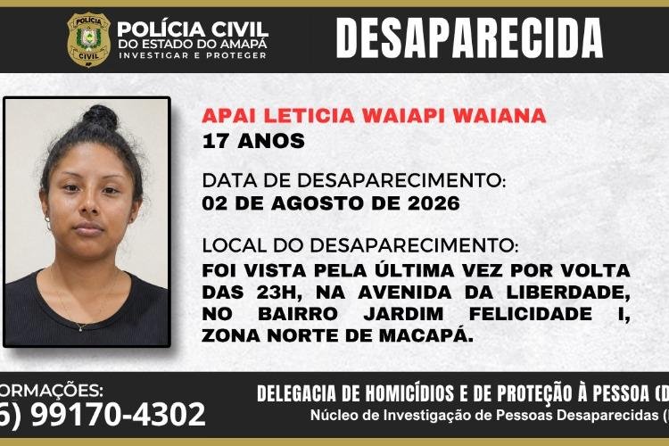 Polícia Civil pede colaboração da população para localizar adolescente desaparecida